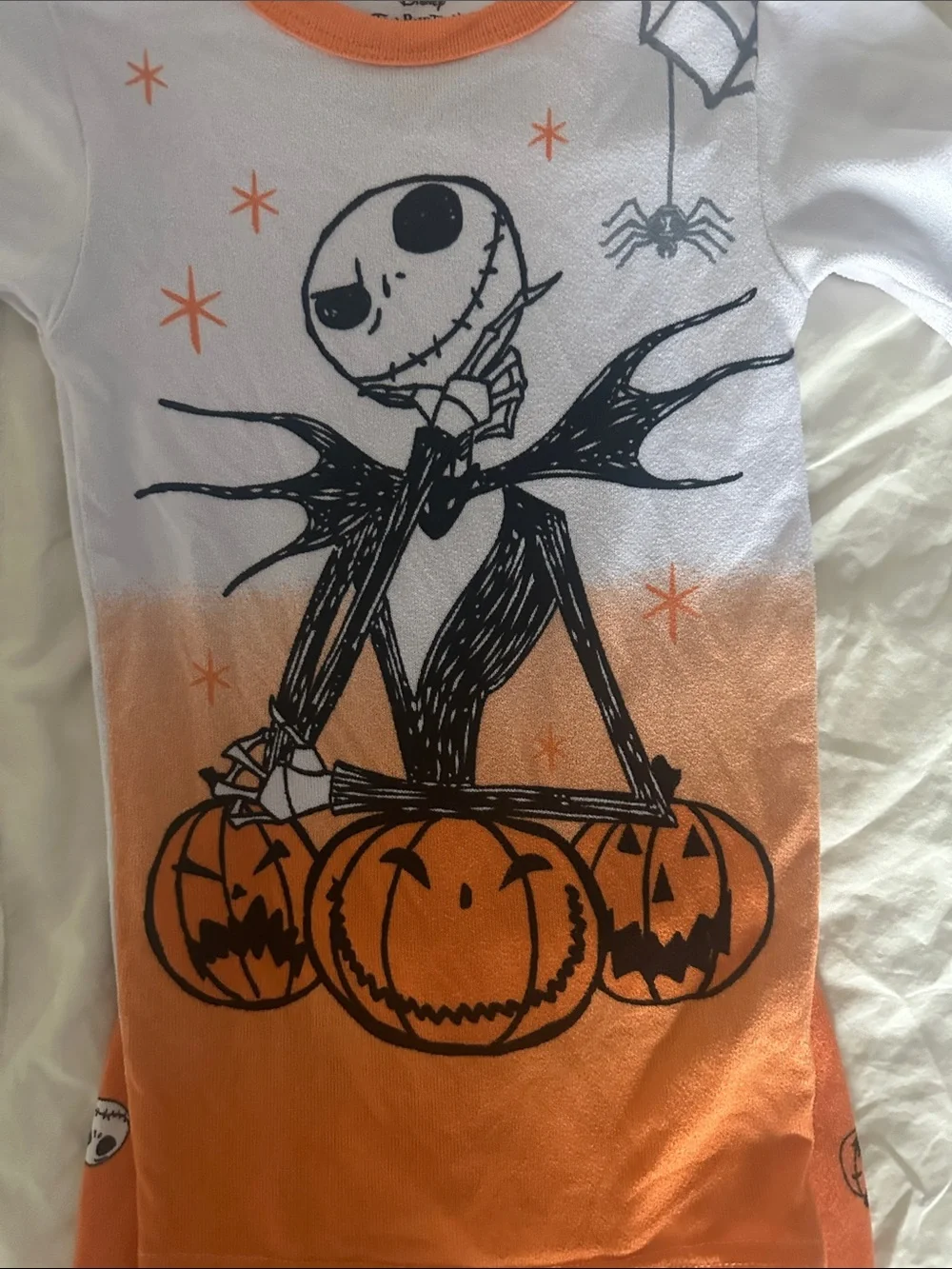 Disney Orange and White Jack Skellington Pumpkin Pajama Set